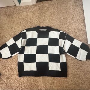 Black and White Checkered Sweater